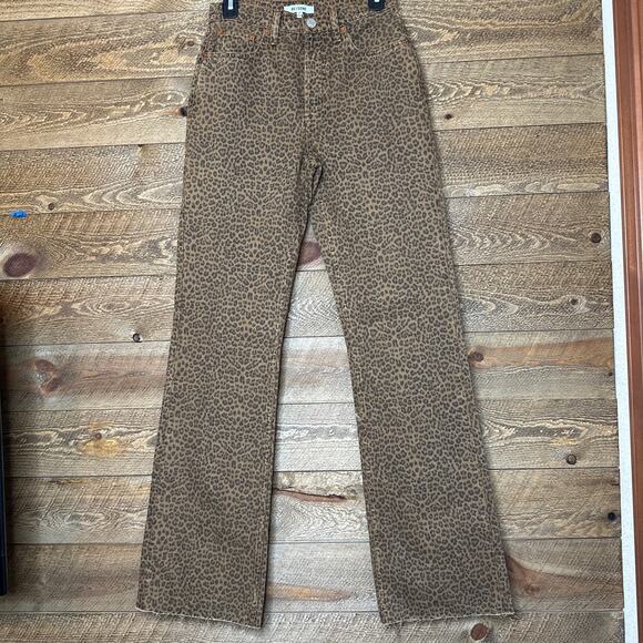 RE/DONE 70's Bootcut High Rise Rigid Jeans in Leopard Twill Size 25 NWT - Picture 1 of 7